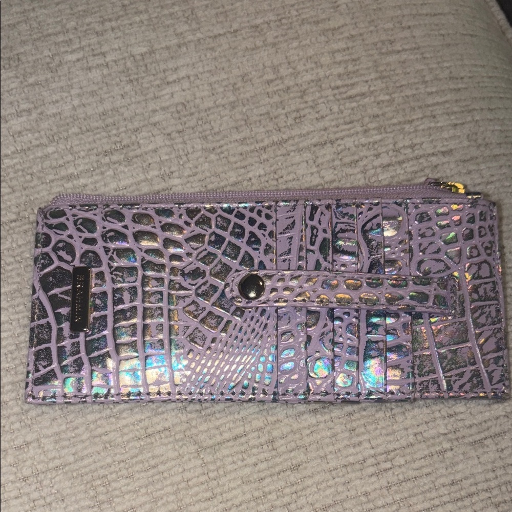 Brahmin Iridescent Purple Crocodile-Embossed Wallet